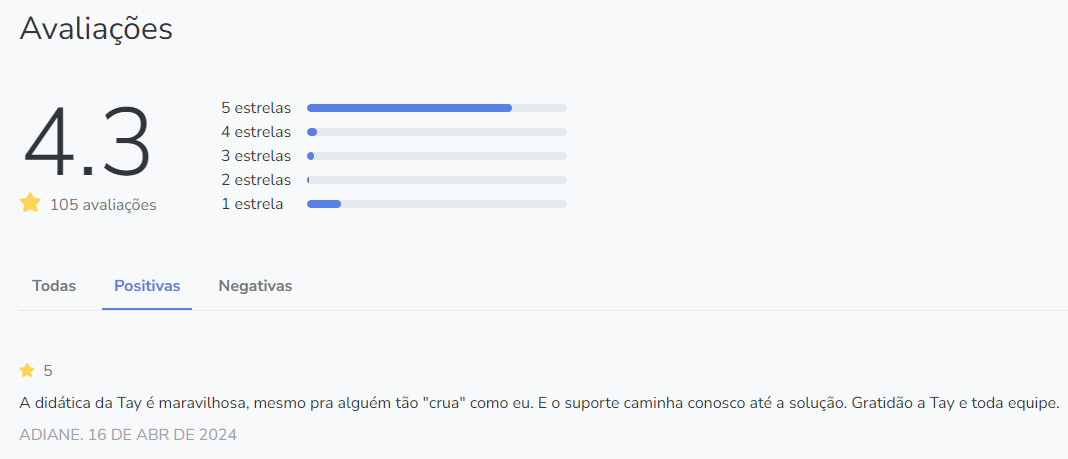 Avaliações do treinamento